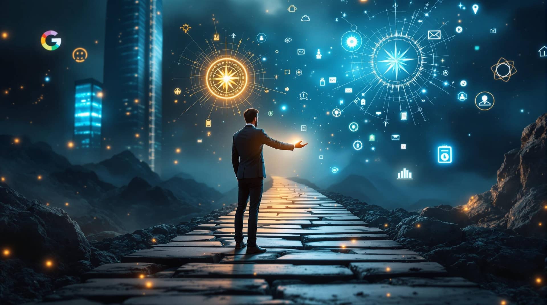 A tech professional bridges two paths - one leading to corporate advancement and another to ethical whistleblowing - symbolizing how integrity and career success can coexist without compromise.